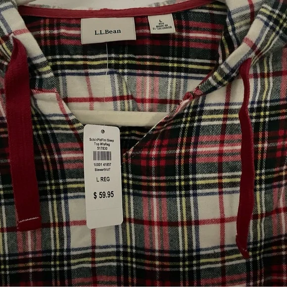 L.L. Bean Red and White Plaid Hoodie - Picture 2 of 3